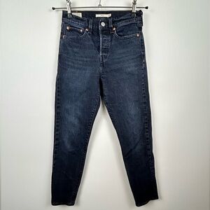 Levi’s Wedgie Icon Straight Jeans Black Wash High Rise Button Women’s Size 25